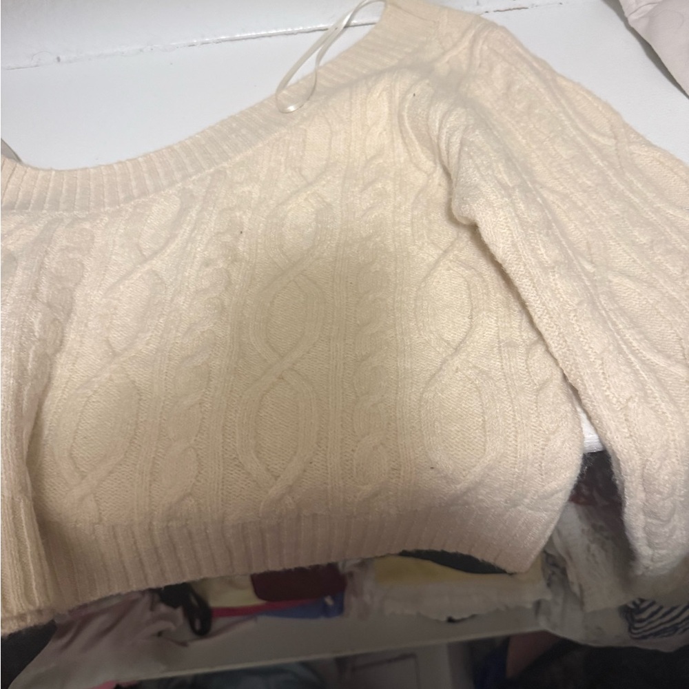 Windsor Off-Shoulder Cream Sweater